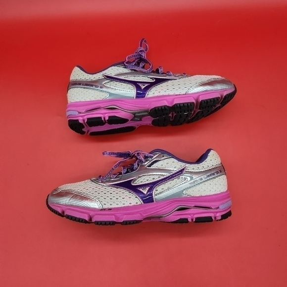 Mizuno Shoe Women's 7 Wave Legend 3 Pearl Gray Pink Purple Running Sneakers - Picture 8 of 12